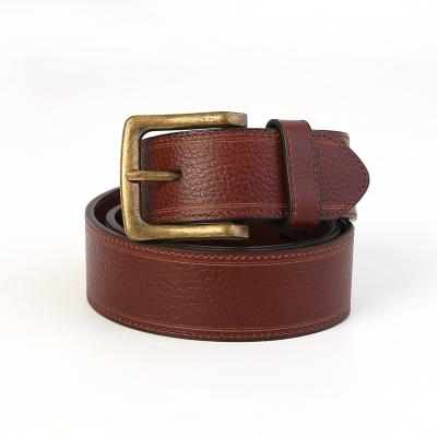 Brown men's vintage full grain leather belt business fashion casual belt HY1016