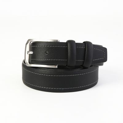 Double material PU and leather man's black belt style HY1027