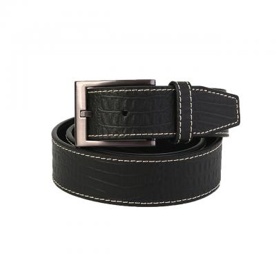 Man leather belts black color double stitching line style HY1023