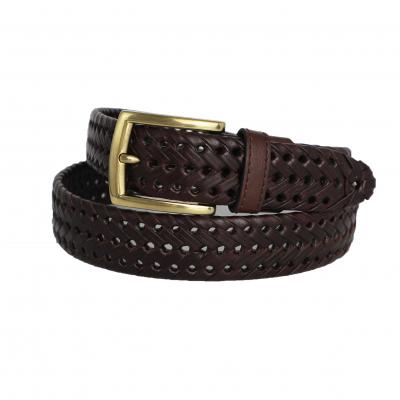 Man's genuine leather braided belts fashion pin buckle brown man belt HY1019