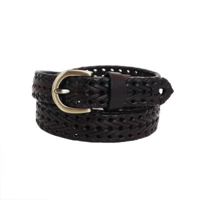 Men's thin belt handwoven leather belt casual fashion women's belt HY1084