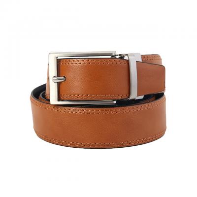PU double color men belt with rotatable pin buckle belt length can be cut  HY1045