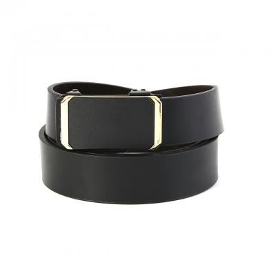 Wholesale men's smooth buckle belt black PU belt HY1048